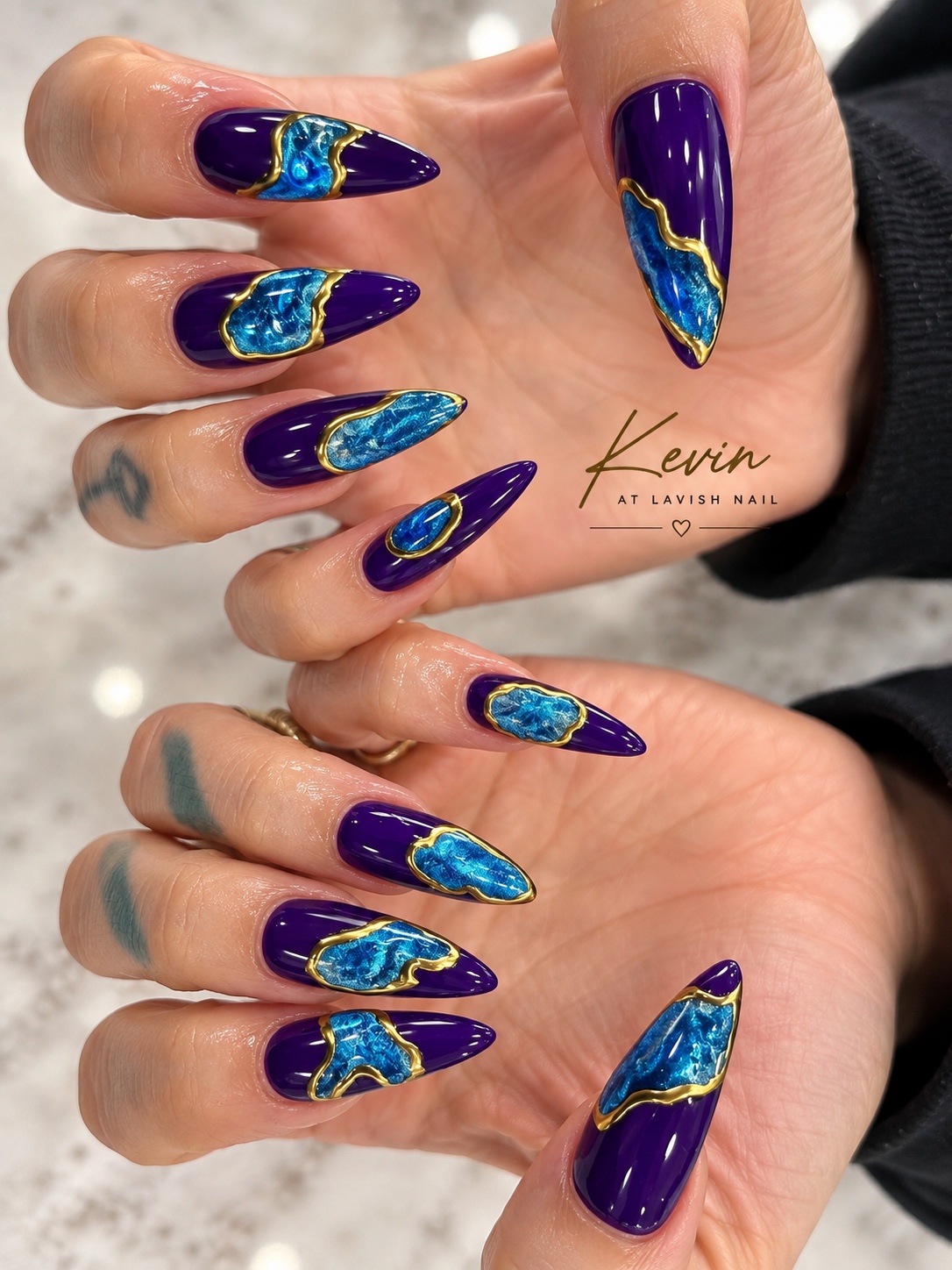 Royal Blue original client nail set by Kevin
