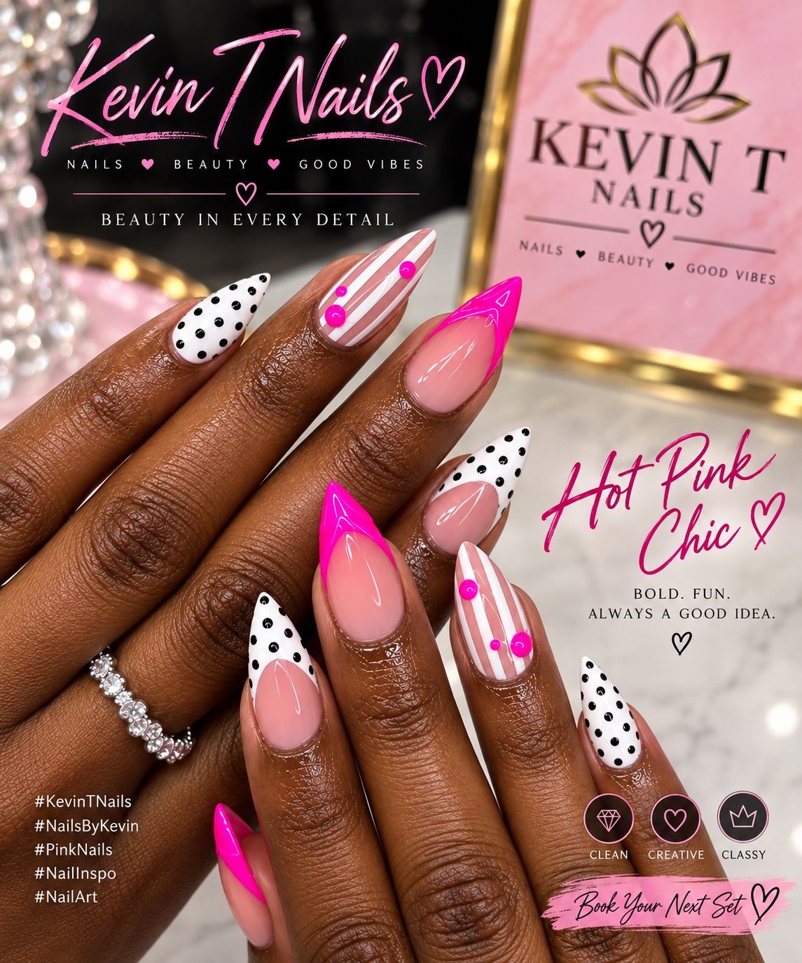 Hot Pink Chic original client nail set by Kevin