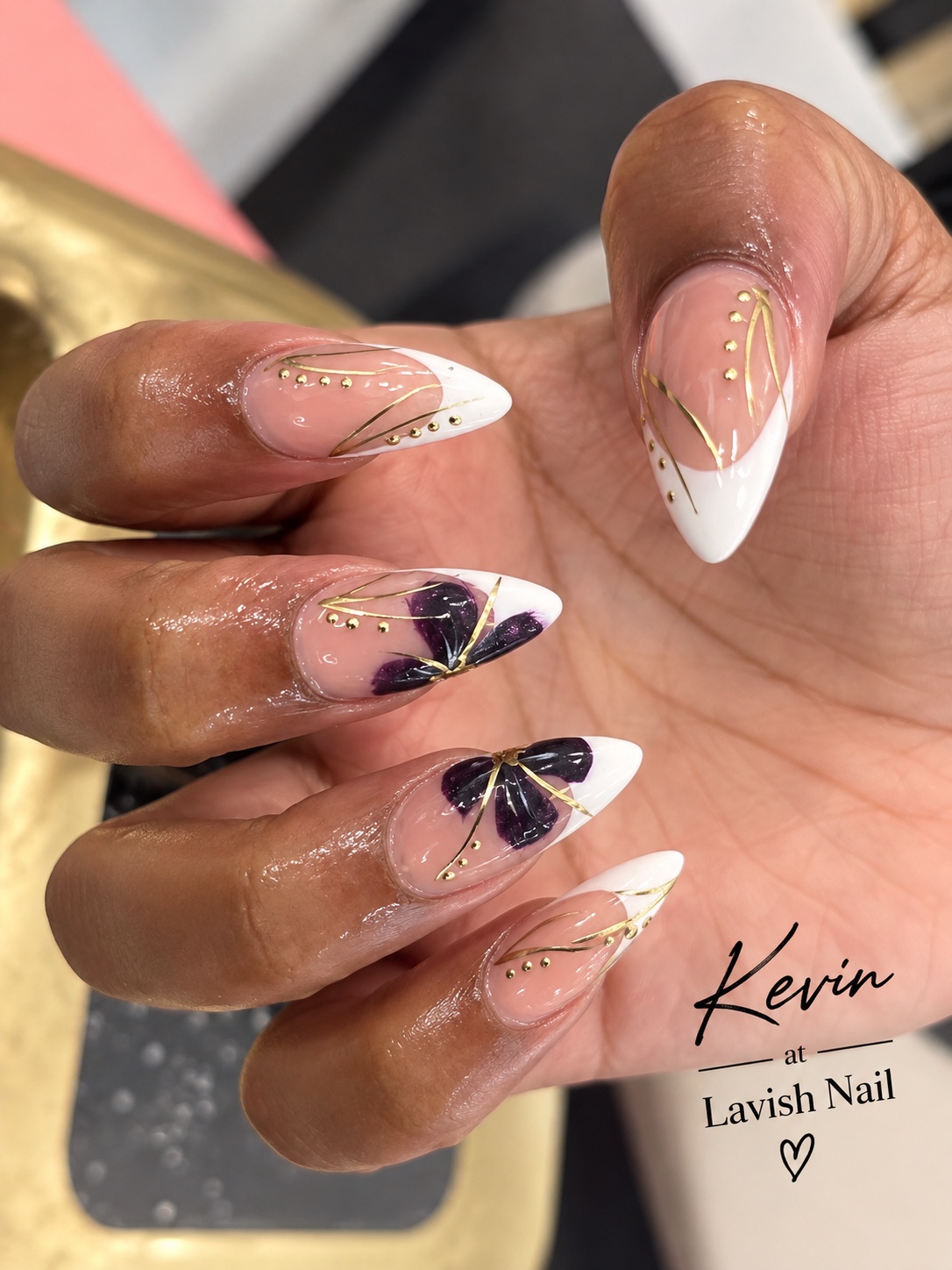 Floral Gold original client nail set by Kevin