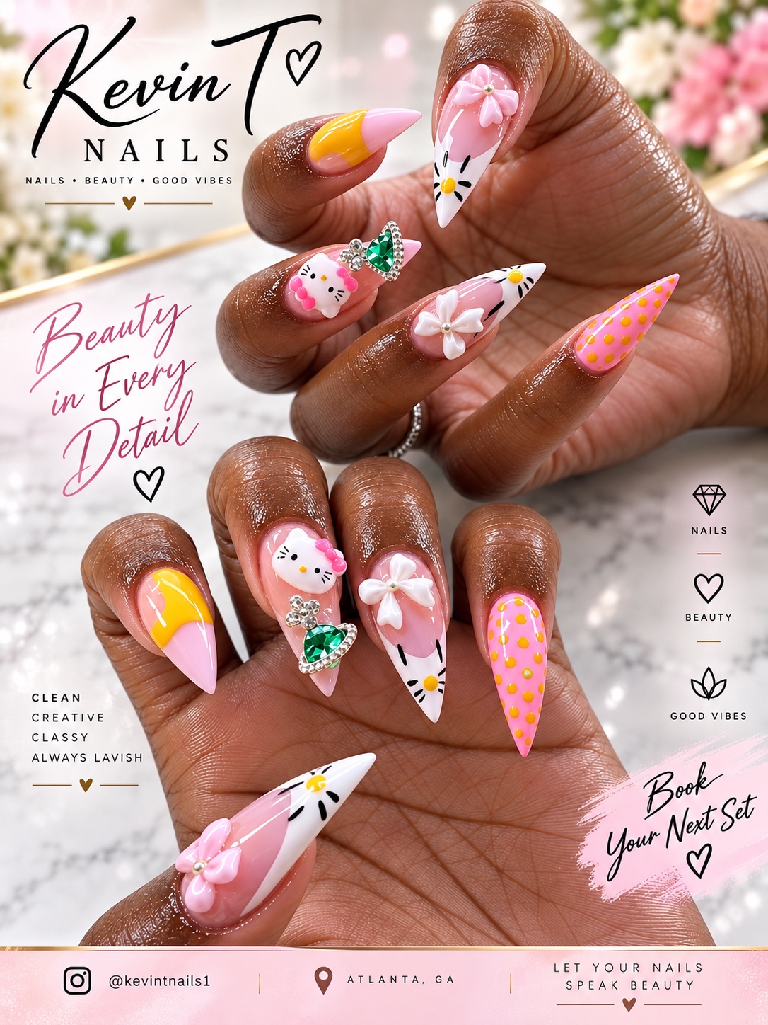 Playful Pink original client nail set by Kevin